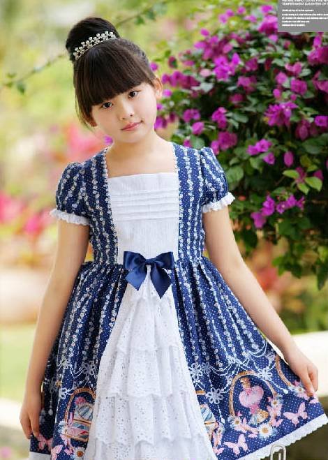 Children's Princess Venice Rose Navy Printing Lace Skirt