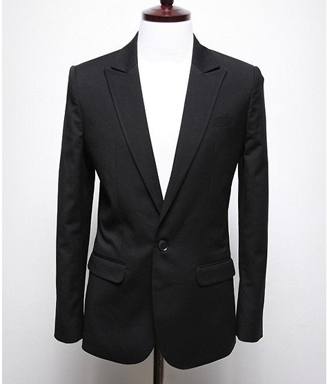 Men's Black Slim Fit Narrow Lapel Single-breast Leisure Coats