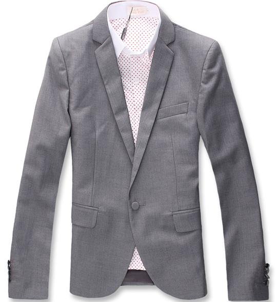 Men's Narrow Collar Single-breast Slim Fit Business Coats