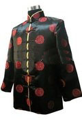 Traditional Shaft Collar Long Sleeve Satin Men's Coat