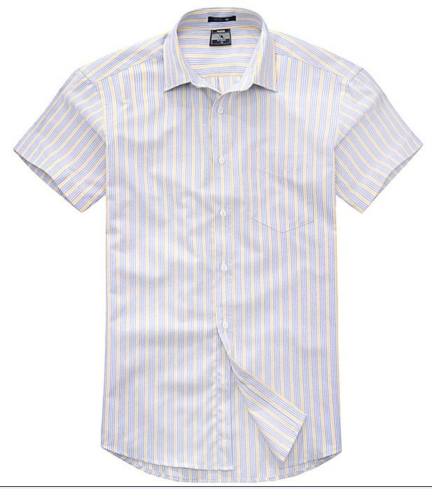 Men's Lapel Single Button Cotton Sleeve Grillwork Shirts