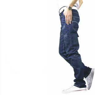 Men's Straight Waist Lightning Stripes Washed Jeans