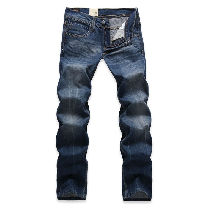 Men's Fashion Straight Waist & Leg Cotton Closure Type Blue Jeans