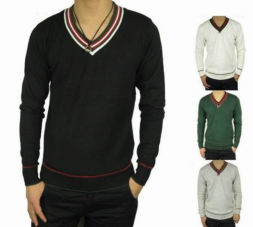 Men's Attractive Flat Knitted Vogue V-neck Autumn Sweaters