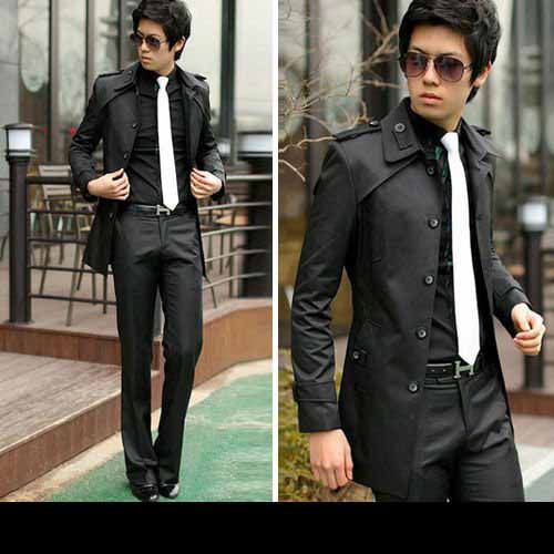 Slim Fit Coat Men's Stylish Collar Long Jackets