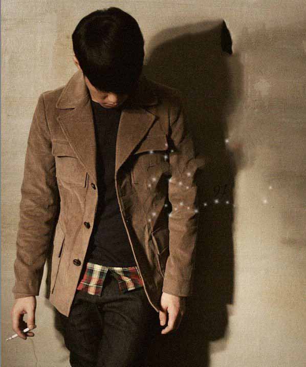 Men's Slim Fit Wide Lapel Single-breast Jacket