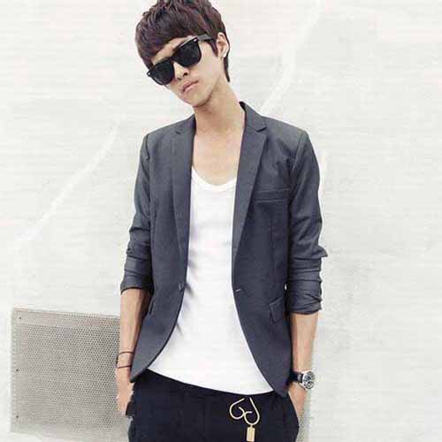 Men's Body-shaped Quick Dry Breathable Acrylic Dark Gray Suit Jacket