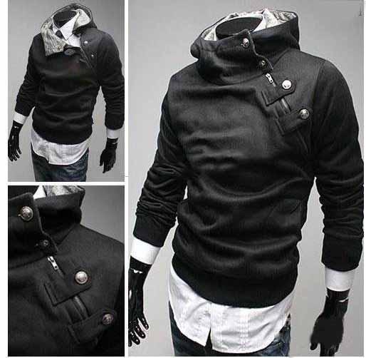Men's Long Sleeve Black Hoodies Sweatshirts / Fleeces