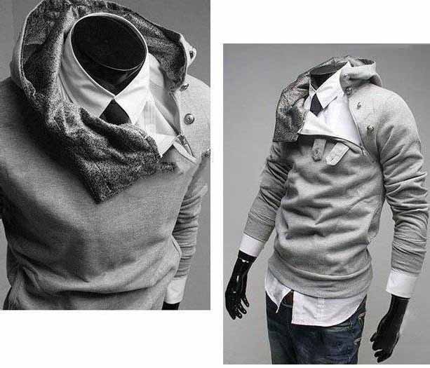 Rabbit Collar Men's Long Sleeve Hoodies Sweatshirts / Cardigan