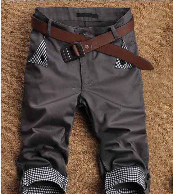 Fashion Grid Design Man's Cotton Leisure 7 Minutes of Pants