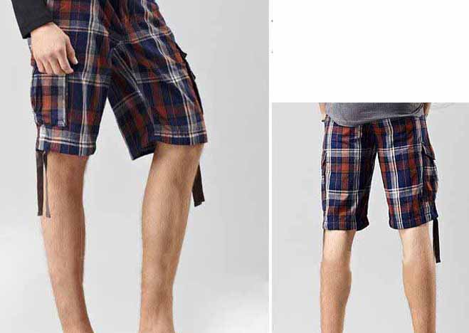 Men's Summer Casual Cotton Shorts with Classic Blue Check