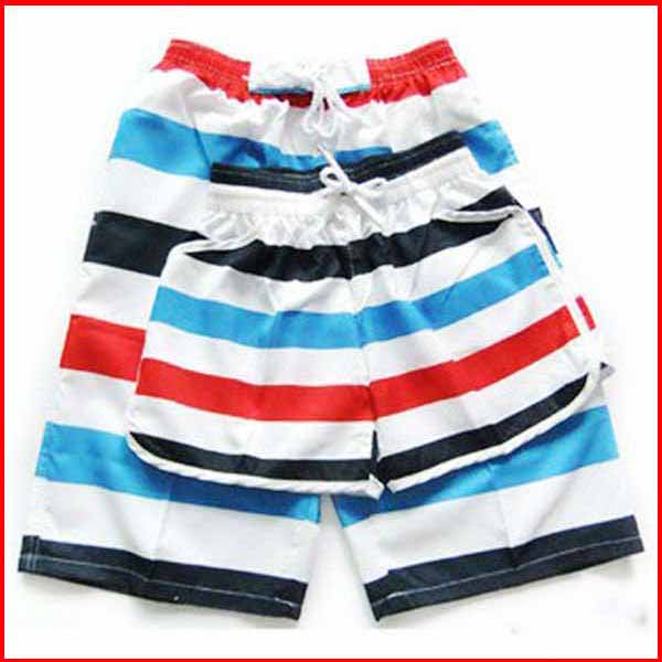 Set of Couples Rainbow Stripe Casual Beach Shorts Swim Trousers