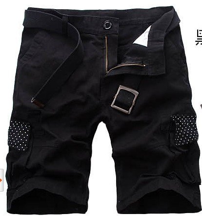 Men's Black Breathable Cotton Leisure Shorts