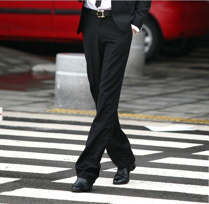 Korean Men's Black Cotton Breathable Quick Dry Casual Trousers