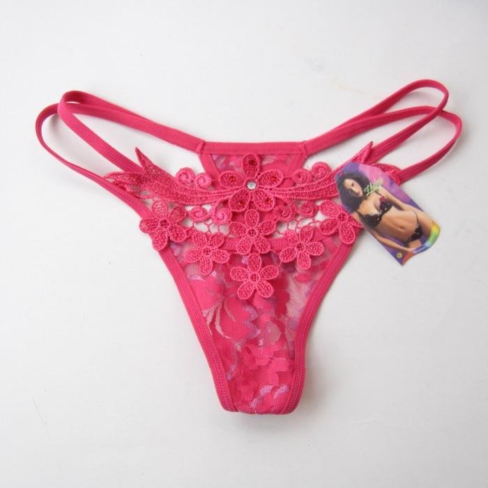 Sexy Woman Perfect Embroidery Flower Rose G-String