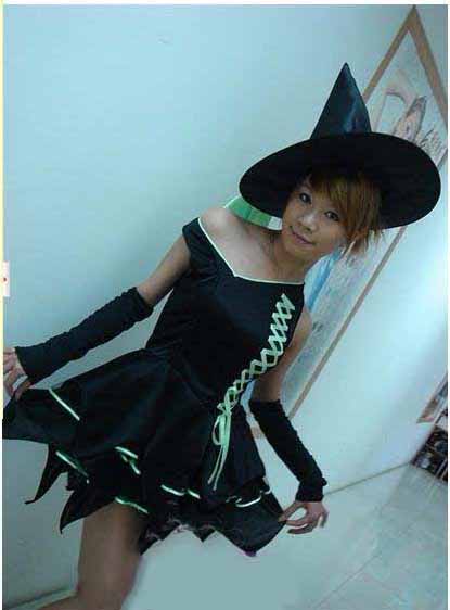 Female Black One Shoulder Lace Up Masquerade Party Costume