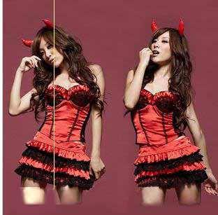 Women Red Sexy Strapless Lace Halloween Costumes