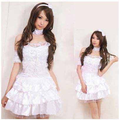 Women White Lace Mini Halloween Costume / Demon Dress