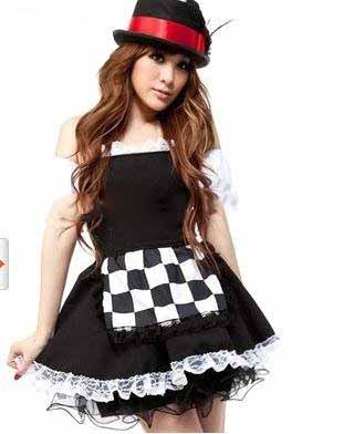 Backless Halter Lace Black Masquerade Party Dress / Halloween Costume
