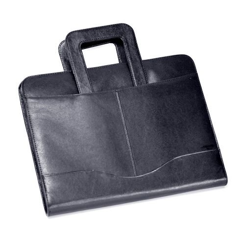 Shiny Black Multifunctional Soft Portfolio / Business Bag