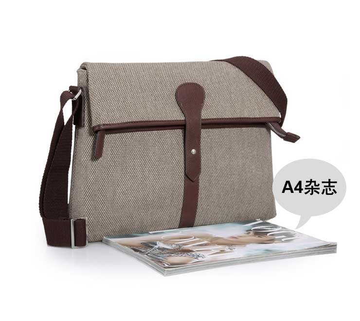 Men's Canvas Zipper Soft Messenger Shoulder Bag