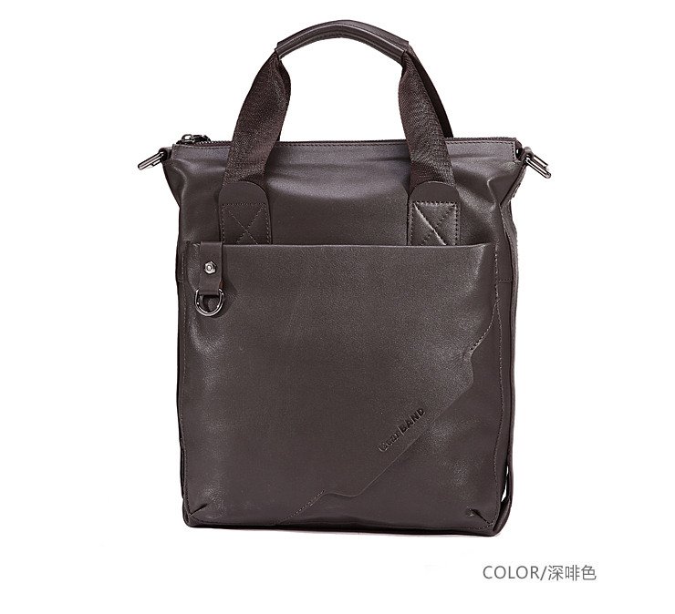 Genuine Leather Brown Waterproof Zipper & Hasp Multi-functional Briefcases