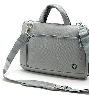 Silver Gray With Zippers Rectangular Shape Laptop Bags