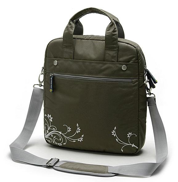 Square Shape Dark Green Nylon Laptop Bags