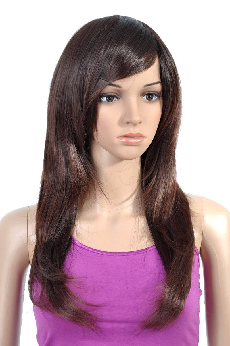 Ladies' Capless Long Brown Wave Full Bang Big Curly Hair Wigs