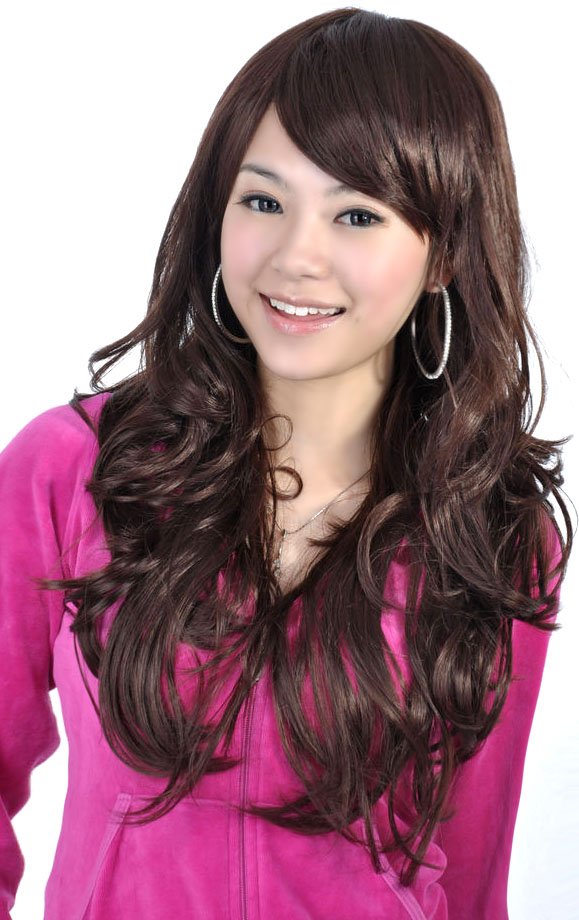 Ladies' Inclined Bang Long Synthetic Wavy Full Lace Wigs