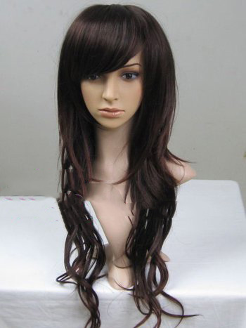 Long Silk Scroll to Send Inclined Bang Fashion Full Lace Wig