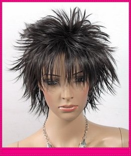 Lady's Black Short False Full Lace Wigs