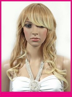 Fashionable Gold Long to Curl Full Lace Wig