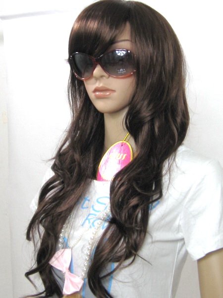 French Brown Long Big Waves Rolled Silk Top Lace Wig