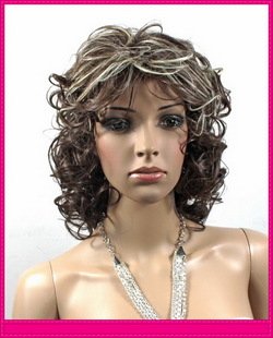 Small Waves Rolled Lady Short Brown Full-lace Human Hair Wigs