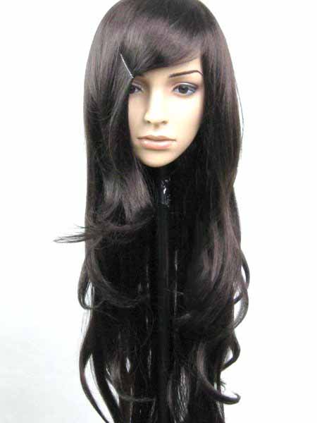 Black Long Big Curly Wavy Full Bang Wig