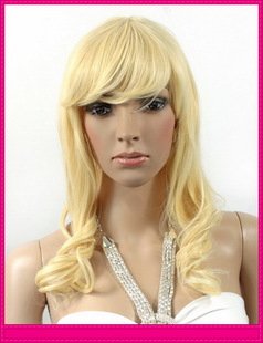 Gold Color Long Curl Full Lace Synthetic Wigs
