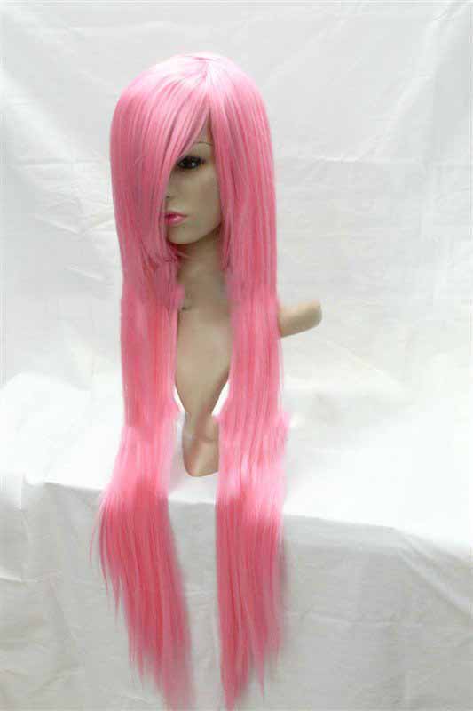 Long One Side Synthetic Fiber Bang Cartoon Character Design Long Pink Straight Cosplay Wig