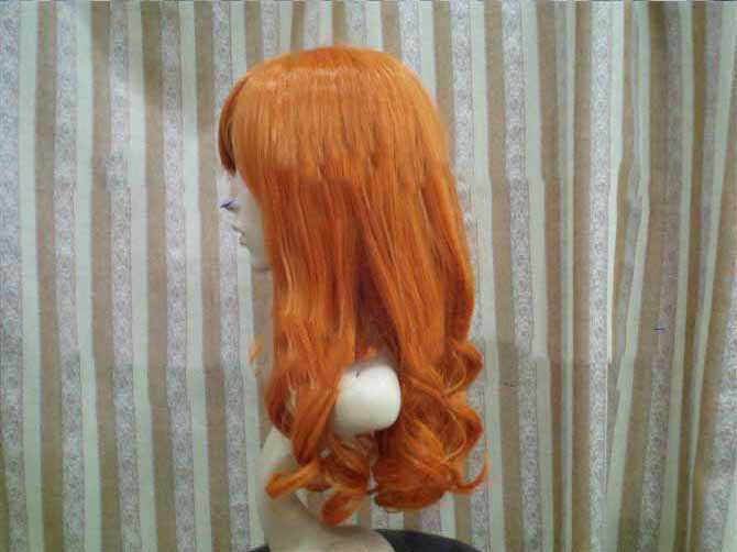 Cartoon Character Design Full Bang Long Golden Brown Wavy Curly Cosplay Wig
