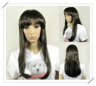 Black Long Straight Full Lace Synthetic Wigs