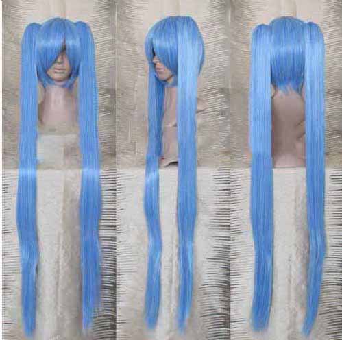 Blue and Grey Mixed Straight Long Synthetic Vocaloid Hatsune Miku Cosplay Wig