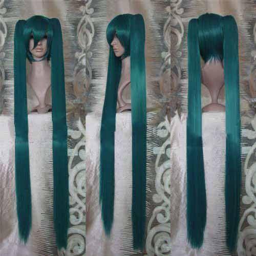 Green Extra Long Straight Synthetic Wigs