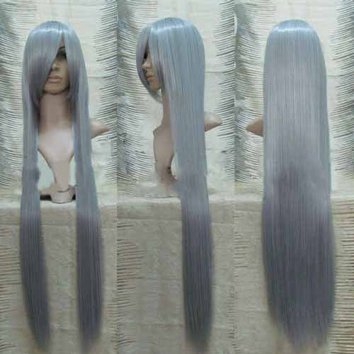 Gray Extra Long Straight Synthetic Wigs