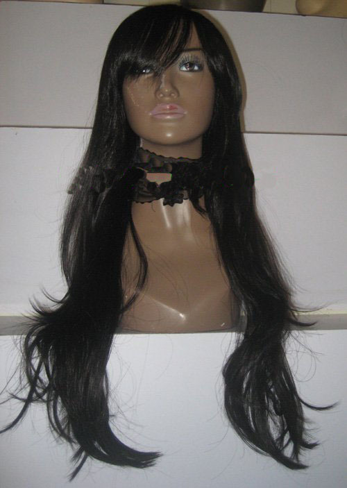 Black Exrta Long Curved Synthetic Wigs