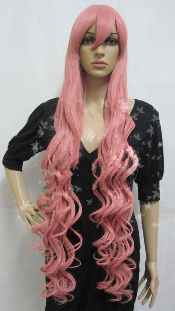 Synthetic Fibers Luka Figure Pink Curly Wavy Full Bang Cosplay Party