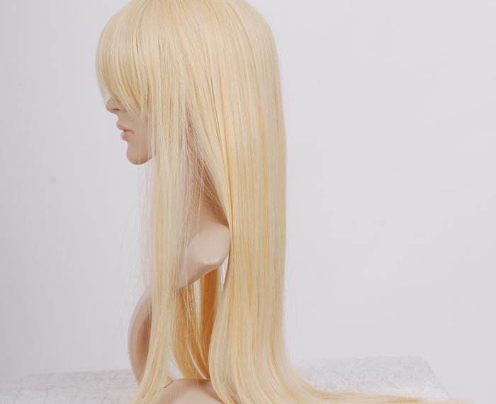 Pale Blonde Long Straight Full Bang Cosplay Wig