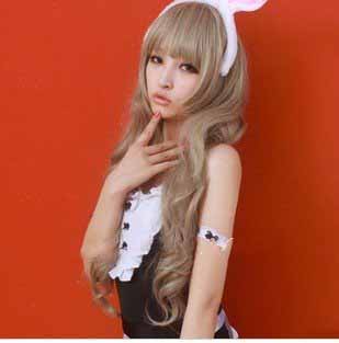 Linen Gray Long Big Curly Wavy Cosplay Wig