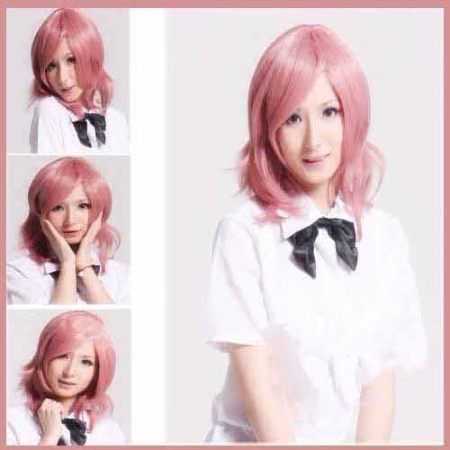 Fashion Purple & Pink Short Synthetic Full Head Anime Cosplay Wig