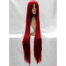 Long Wine Red Straight Synthetic Cosplay Wig