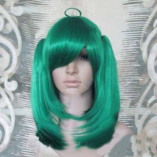 Non-Remy Synthetic Short Green Anime Cosplay Wig